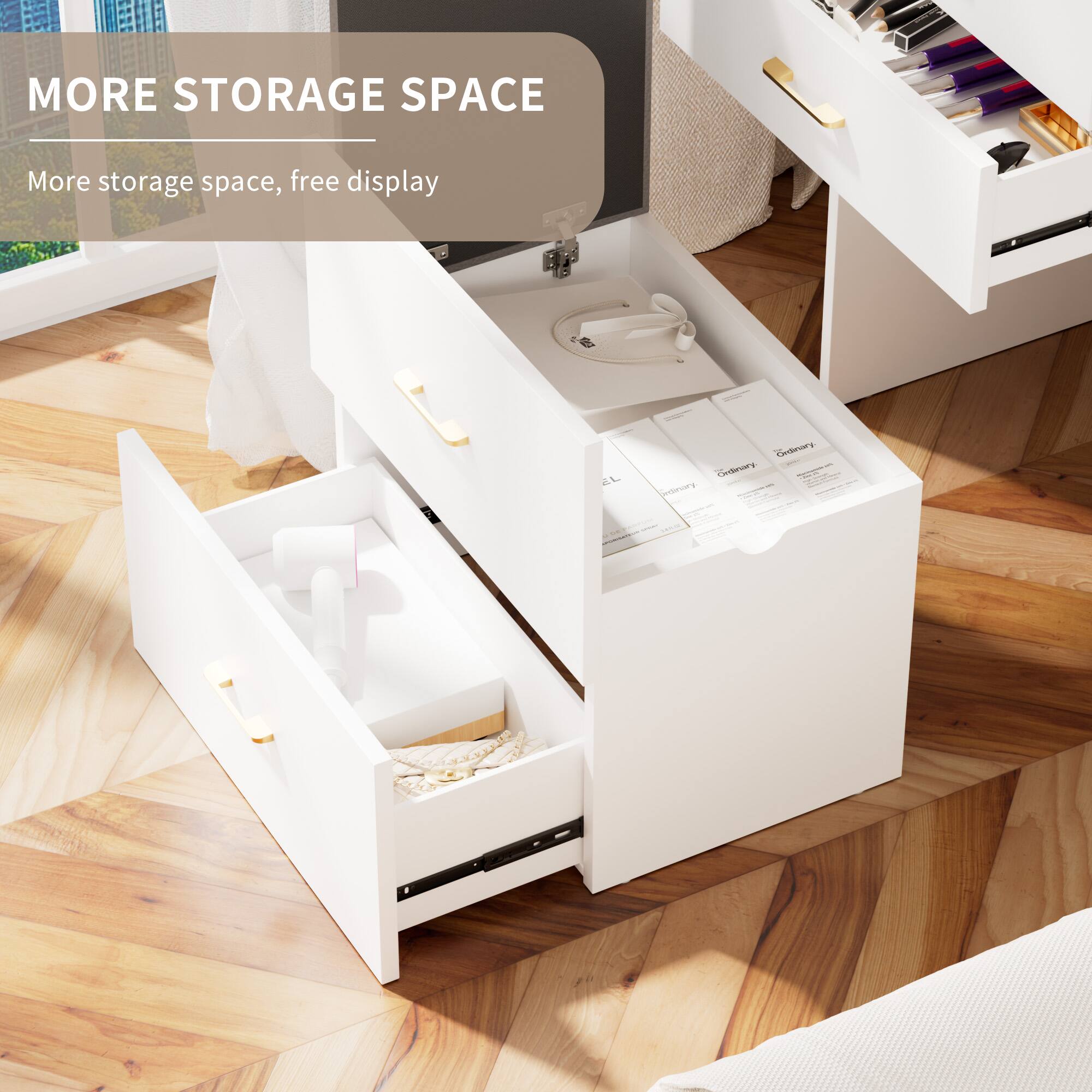 MORE STORAGE SPACE  
More storage space, free display