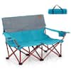 Front. Gymax - Gymax Oversized Camping Chair Folding Loveseat Camping Couch w/ Cup Holders & Padding - Navy.