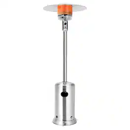 Costway - 47476 BTU Propane Patio Heater Standing Steel with Wheels - Silver