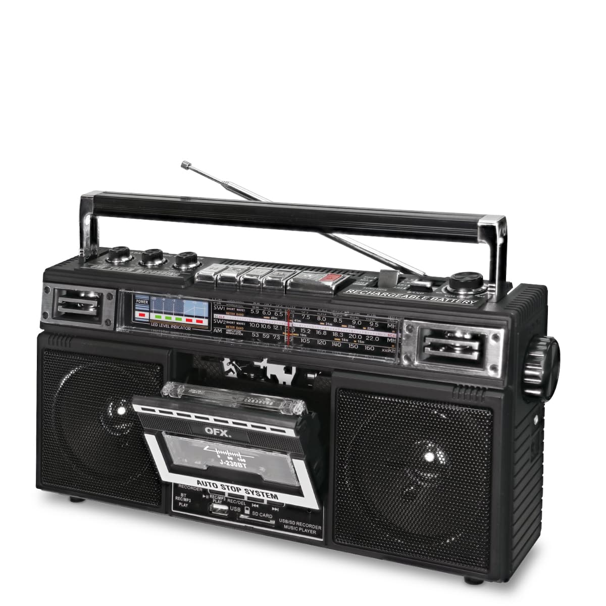 The text on the image reads: "FOREE LS CVAL PA SMI - - - 50 5.0 d1 - 66 - Swa - -- - 100 16 121 AM a ES S 73 : 75 D - 1OS RECHARGEABLE BATTERY - 8.0 .. . 85 D - -- 9S I .o er - - 1 a H 200 0 - 22.0 DO i NO dd I60 mea ....0O4 OFX. 3-230RT - T RdddAER AUTO STOP n B . MELNP SYSTEM FLAI RESTEA nar . USB - t CARO USS/ND MUSIC RECORDER PLAYER."