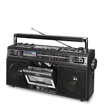 QFX Rechargeable Cassette AM/FM/SW1 2 Radio Bluetooth Boombox with QFX Rechargeable Cassette AM/FM/SW1 2 Radio Bluetooth Boombox with