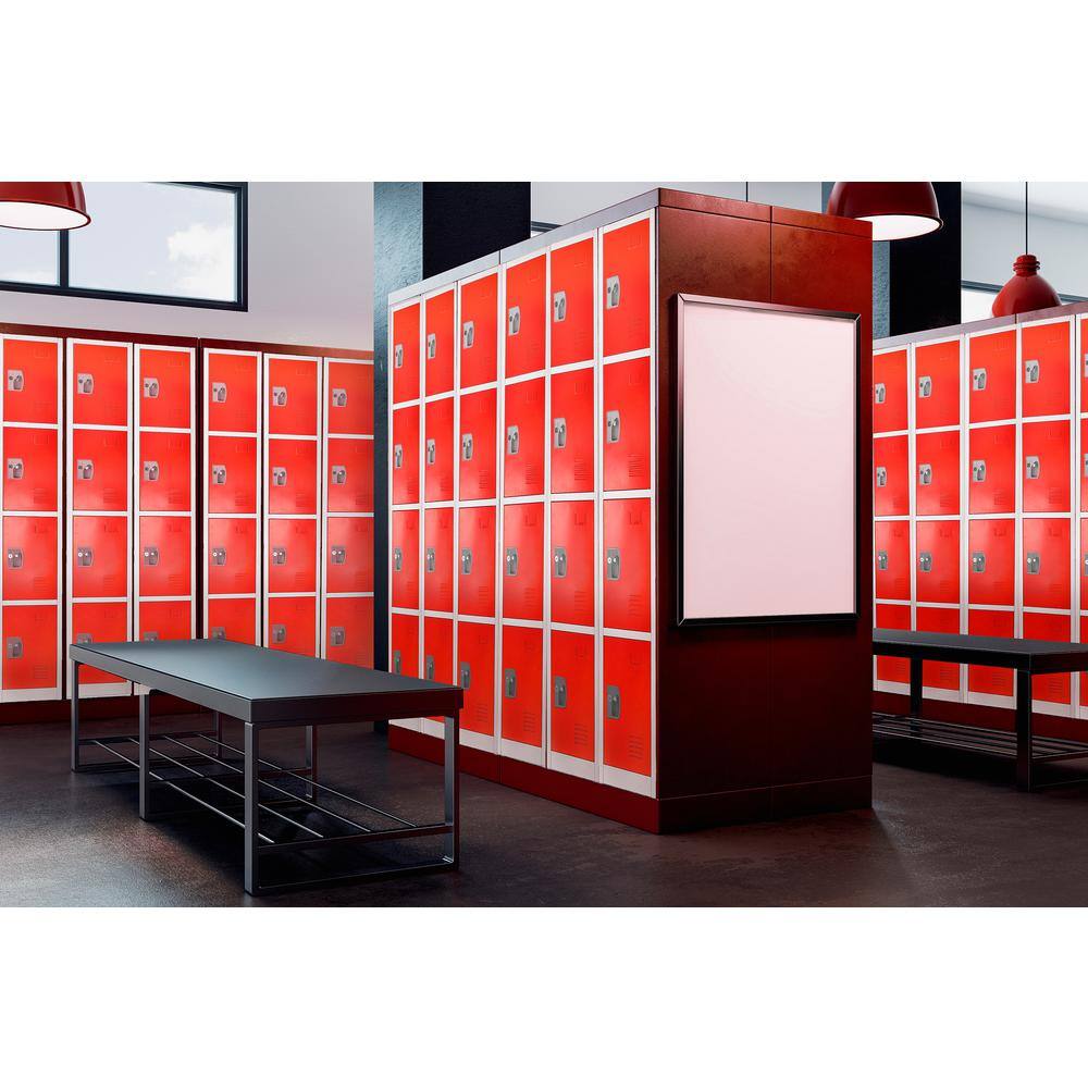 Alt View 2. AdirOffice - 629-Series 72" H 4-Tier Steel Key Lock 4-Shelf Locker with Key Lock - Red.