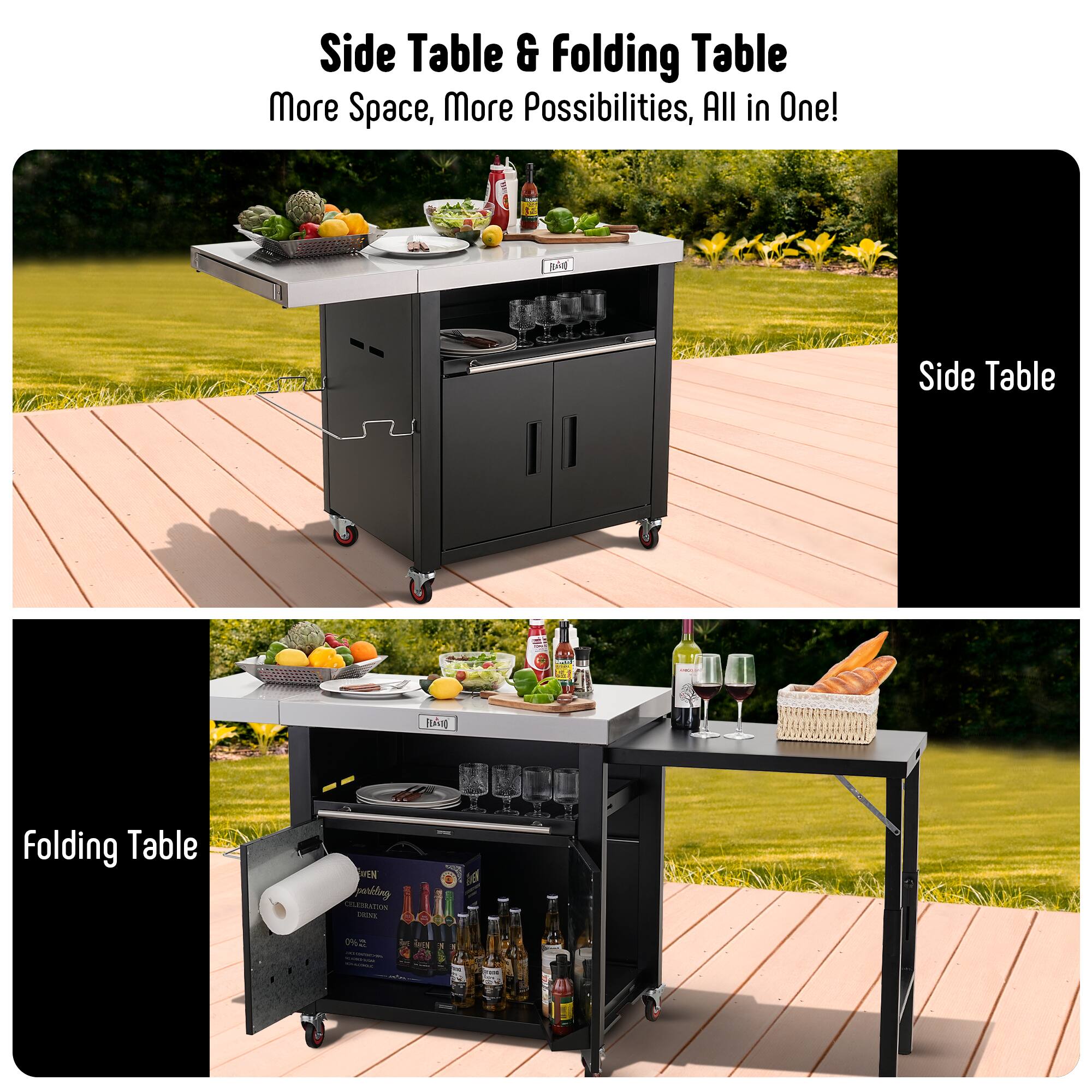 Side Table & Folding Table  
More Space, More Possibilities, All in One!  

Side Table  

Folding Table