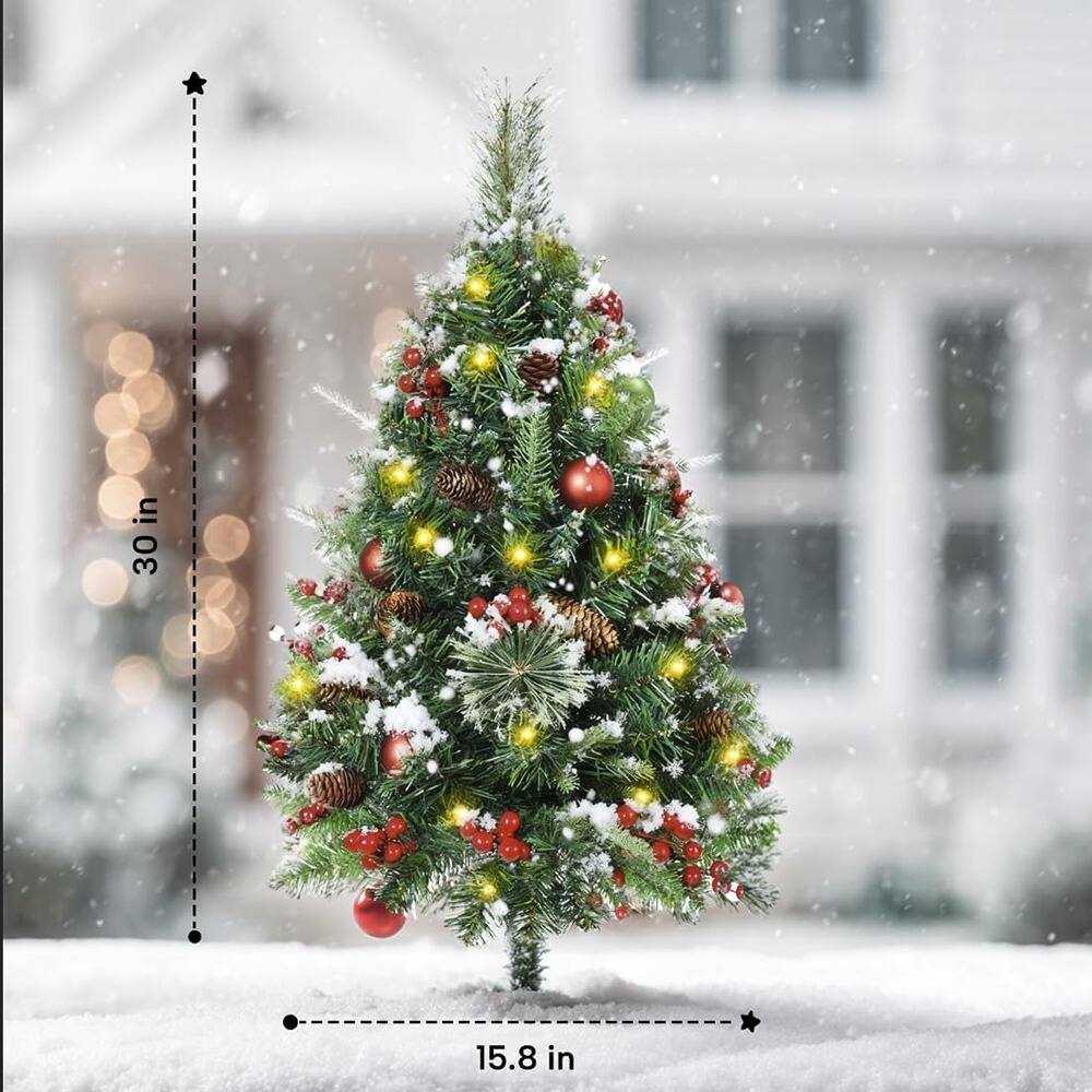 Left. Gymax - Gymax 2 Pack 24'' Artificial Cypress Topiary Ball Tree Set w/Ground Spike Decoration - Green.