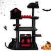 Front. Gymax - Gymax Gothic Cat Tree 49'' Tall Cat Tower w/ Coffin Bed & 2 Condos & Cozy Perch.