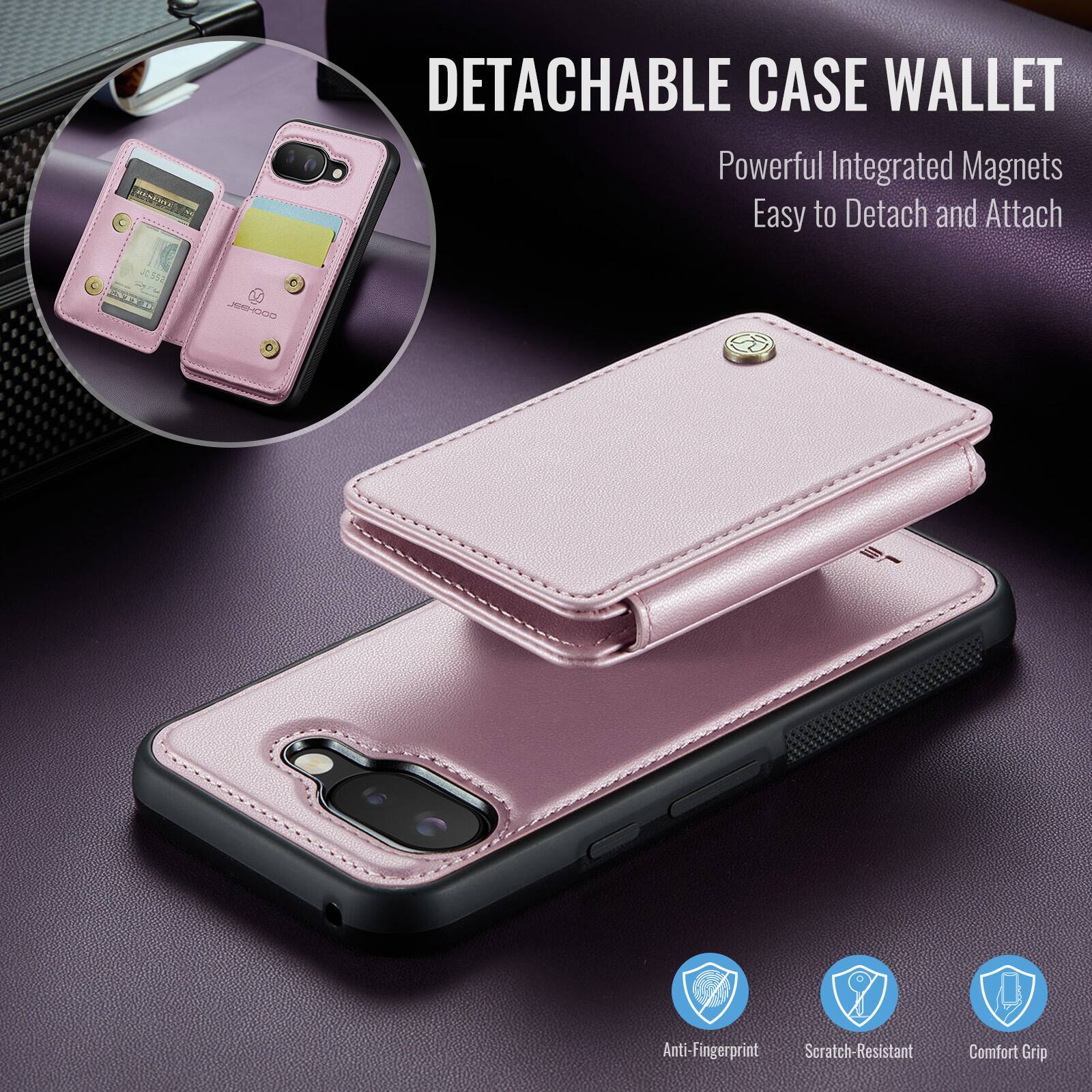 MENITA Pt DETACHABLE CASE WALLET  
Powerful Integrated Magnets  
Easy to Detach and Attach  
COOHINK  

Anti-Fingerprint  
Scratch-Resistant  
Comfort Grip