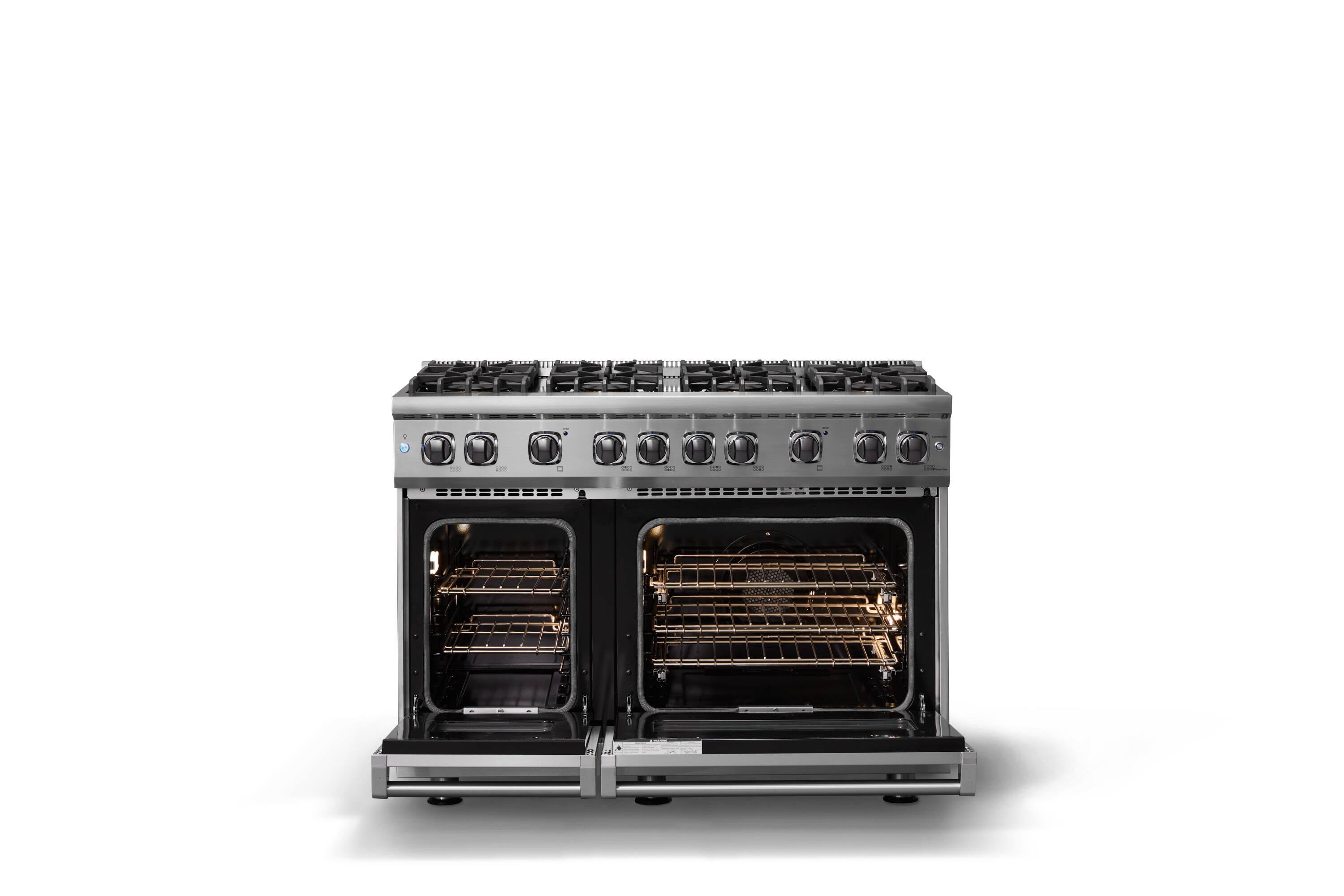 Alt View 3. Viking - 6.1 Cu. Ft. Professional 5 Series Freestanding Double Oven Liquid Propane Gas Convection 8 Burner Range - Stainless steel.