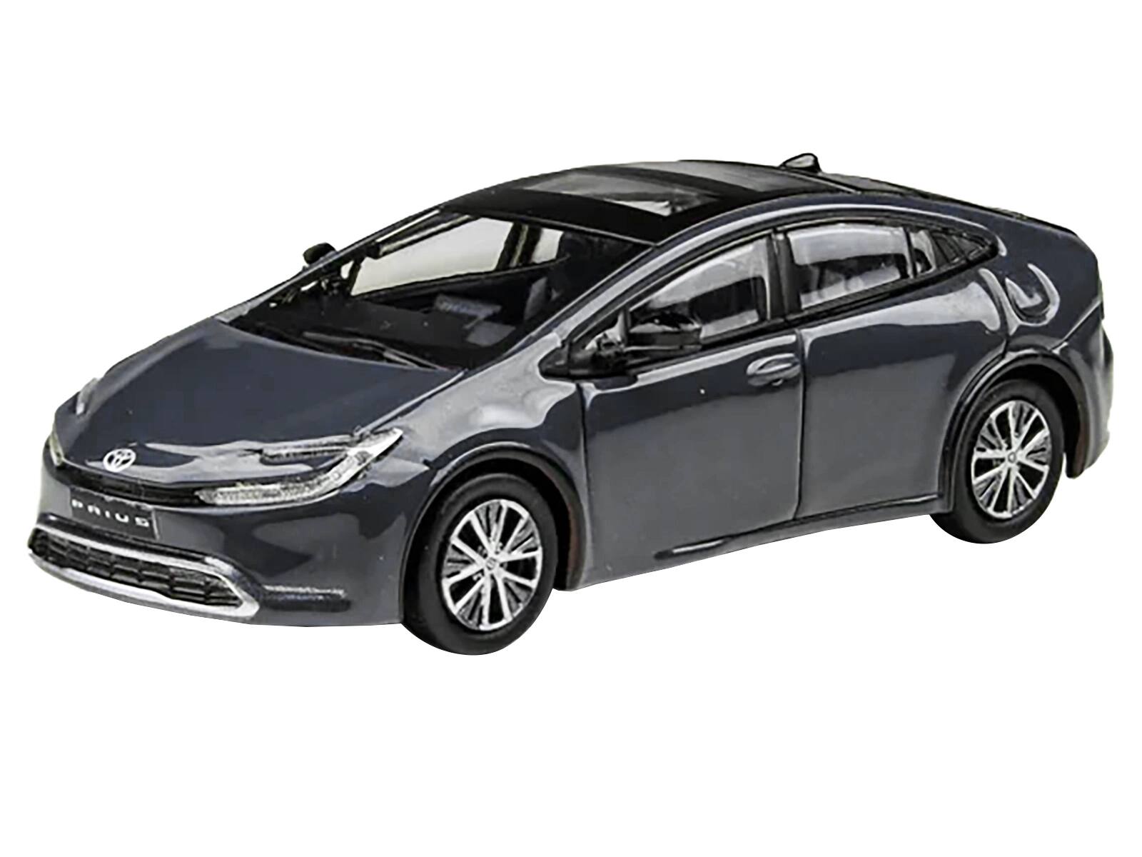 Angle. Paragon - 2023 Toyota Prius Guardian Gray 1/64 Diecast Model Car by Paragon Models - Gray.