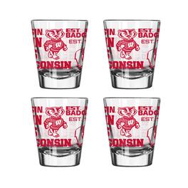 Logo Brands - Wisconsin Badgers 4-Pack 2oz. Shot Glass Set - Multicolor