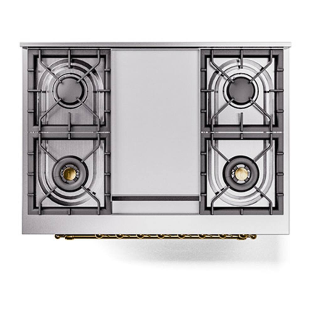Alt View 5. ILVE - ILVE Nostalgie II Series 36 in. Dual Fuel Range with 6 Sealed Burners + Griddle (Liquid Propane, Brass Trim) - Graphite Matte.
