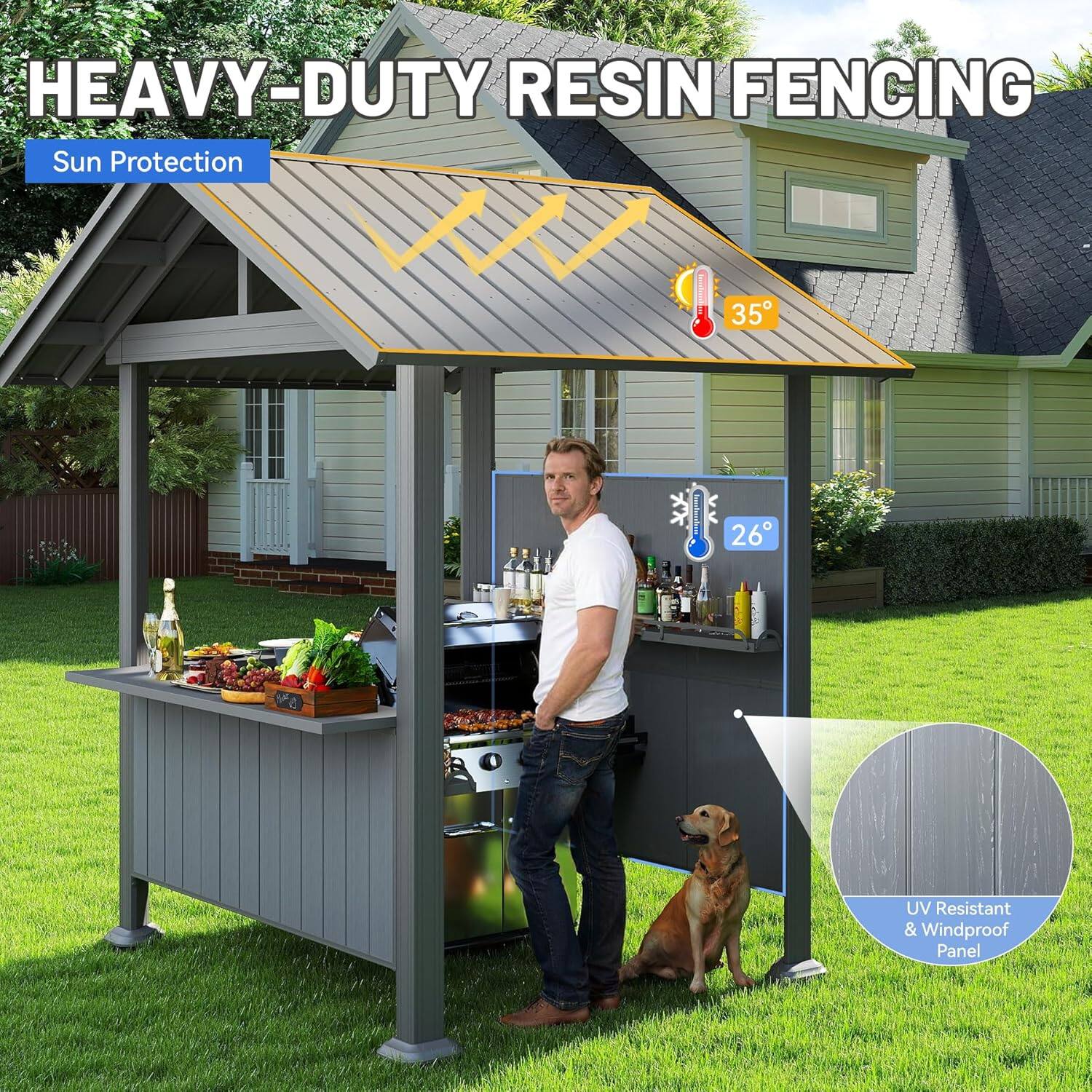 HEAVY-DUTY RESIN FENCING  
Sun Protection  
35°  
26°  
UV Resistant & Windproof Panel