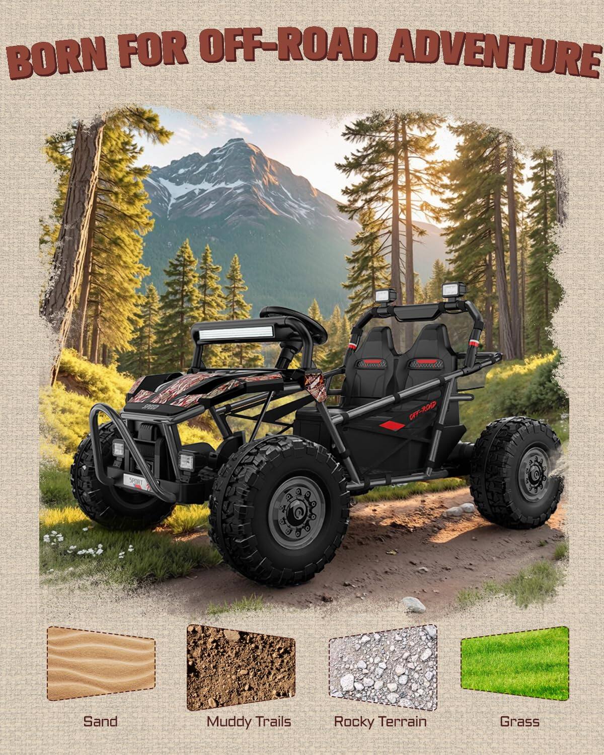 BORN FOR OFF-ROAD ADVENTURE

SPRT CIY-R00

Sand
Muddy Trails
Rocky Terrain
Grass