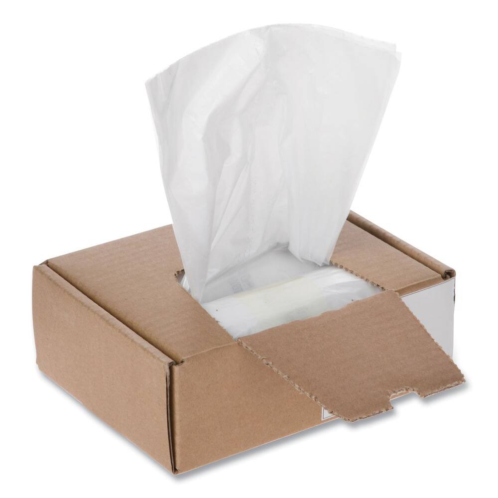 Left. Universal - UNV35947 16 Gallon High-Density Shredder Bags - Clear (100/Box) - Clear.