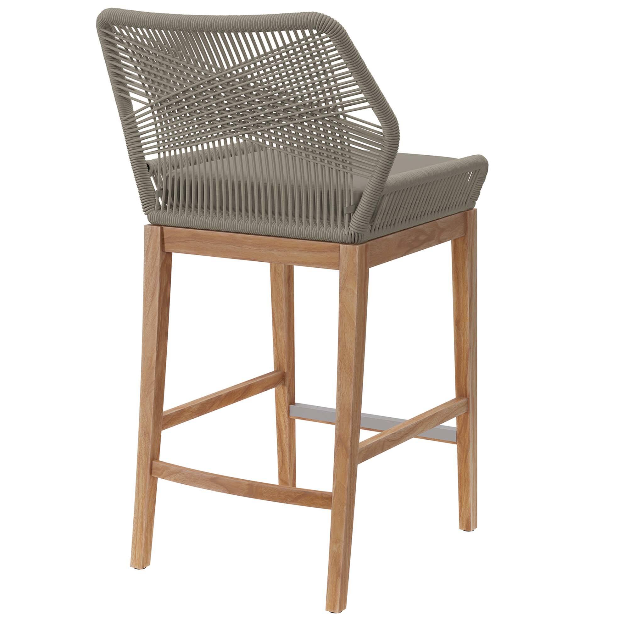 Alt View 2. Modway - Wellspring Outdoor Patio Teak Wood Bar Stool by Modway - Light Gray Greige.
