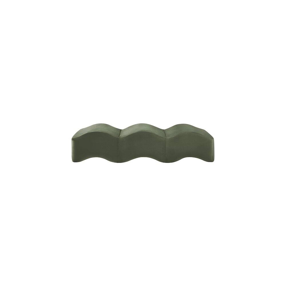 Alt View 3. Meridian Furniture - Wave Green Velvet Bench - Green.