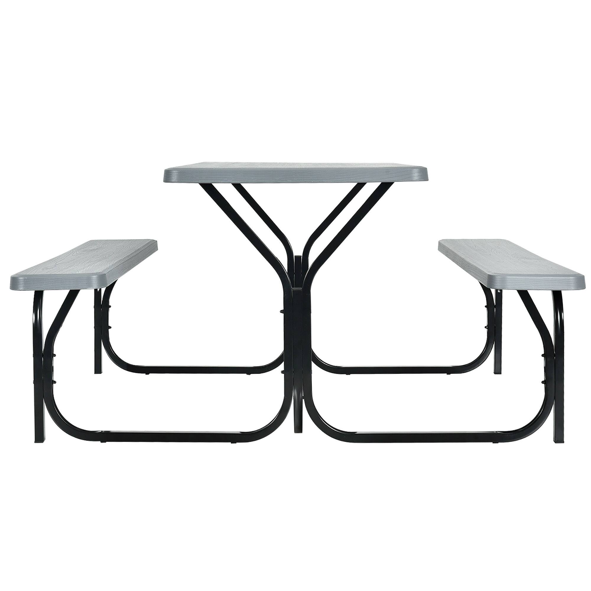 Alt View 9. Gymax - Gymax Picnic Table Camping Picnic Bench Set Backyard Garden Patio Dining Party Grey - Grey.