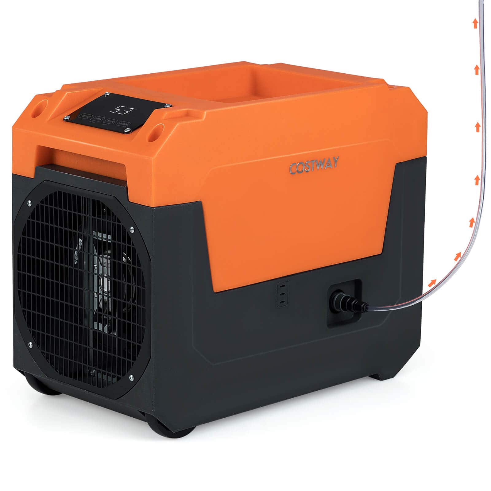 Front. Costway - Costway 140 Pints Commercial Dehumidifier with Pump, Drain Hose for Basements, Job Sites 4500 Sq. ft Coverage Area - Orange,Black.