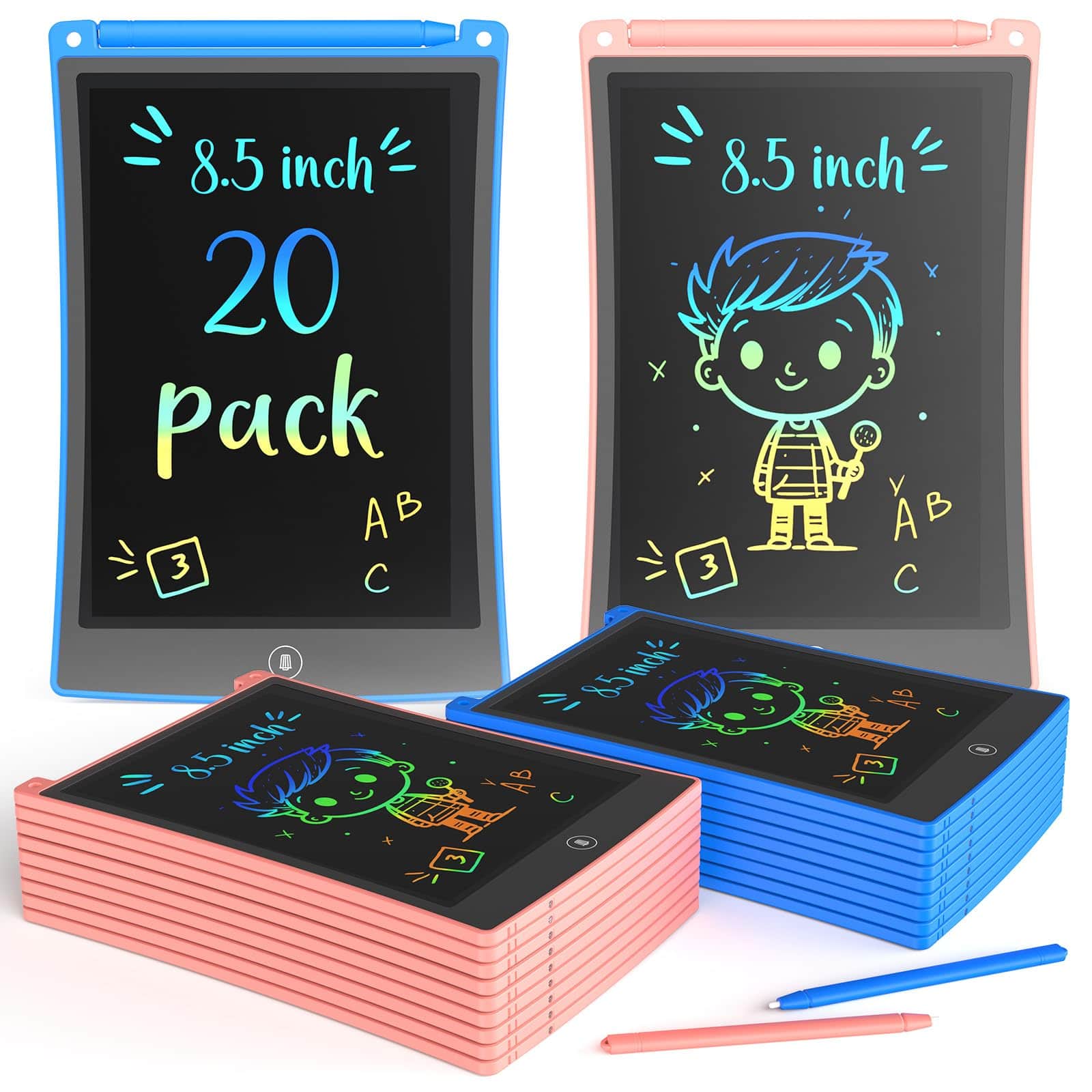 EZTW1 - 10in Lcd Writing Tablet Coloring Doodle Board Drawing Sketch Pad For With Anti-lost Stylus Car Trip Educational Toys - Blue+20pack 8.5 inch