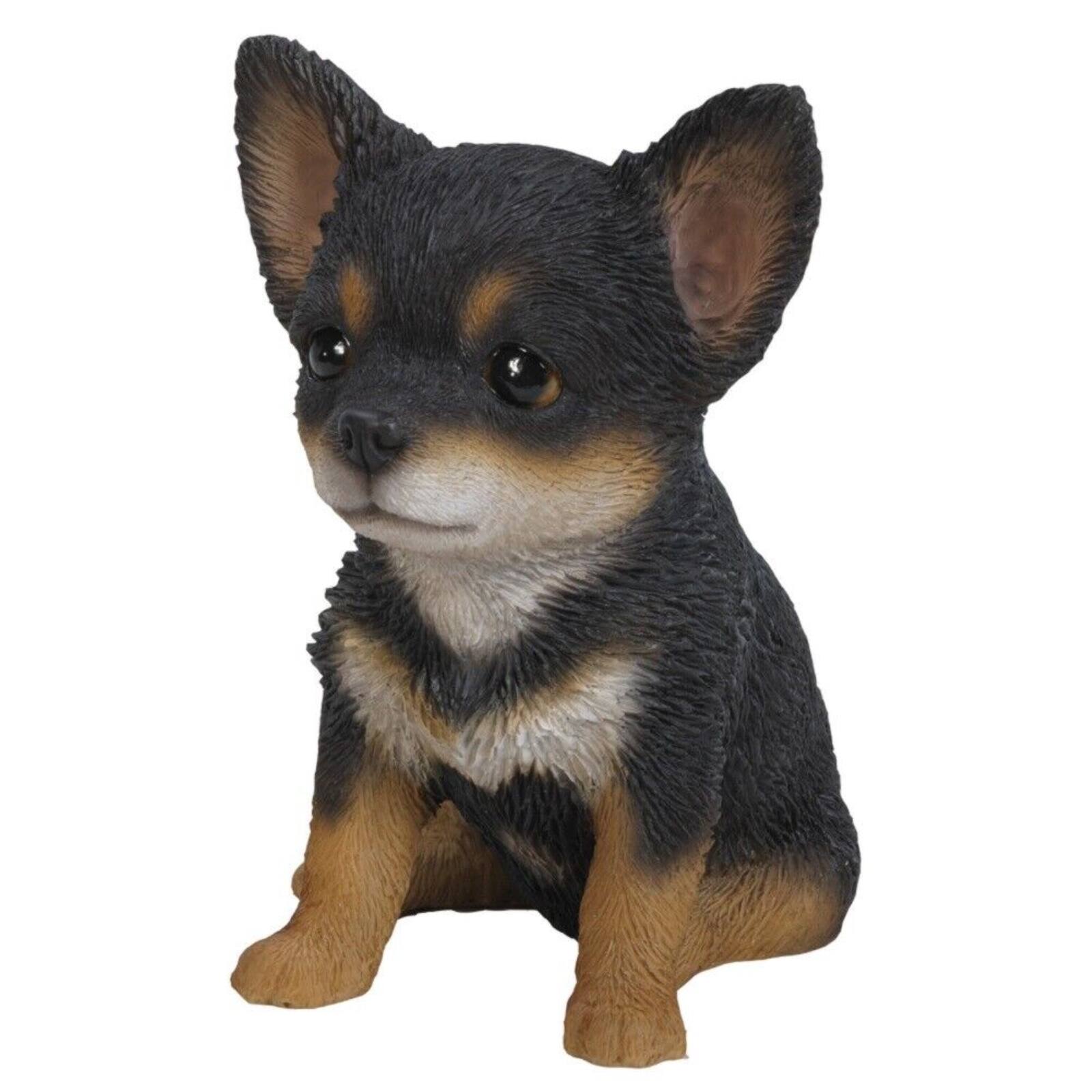 Left. Pacific Trading - Chihuahua Puppy Dog Figurine Statues Collectible 6.5 inch - Multicolor.