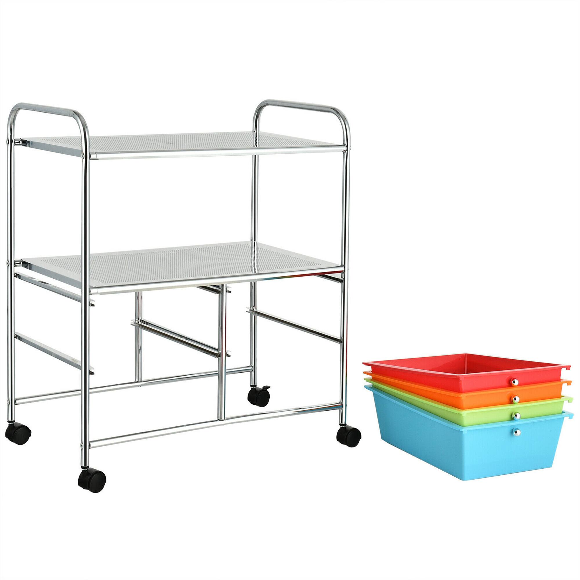 Alt View 4. Gymax - Gymax 4 Drawers Rolling Storage Cart Metal Rack Shelf Home Office Furniture Multicolor - Colorful.