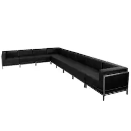 Flash Furniture - HERCULES Imagination 9-Piece Reception Guest Chair Sectional with Ganging Clips, Model ZB-IMAG-SECT-SET3 - Black