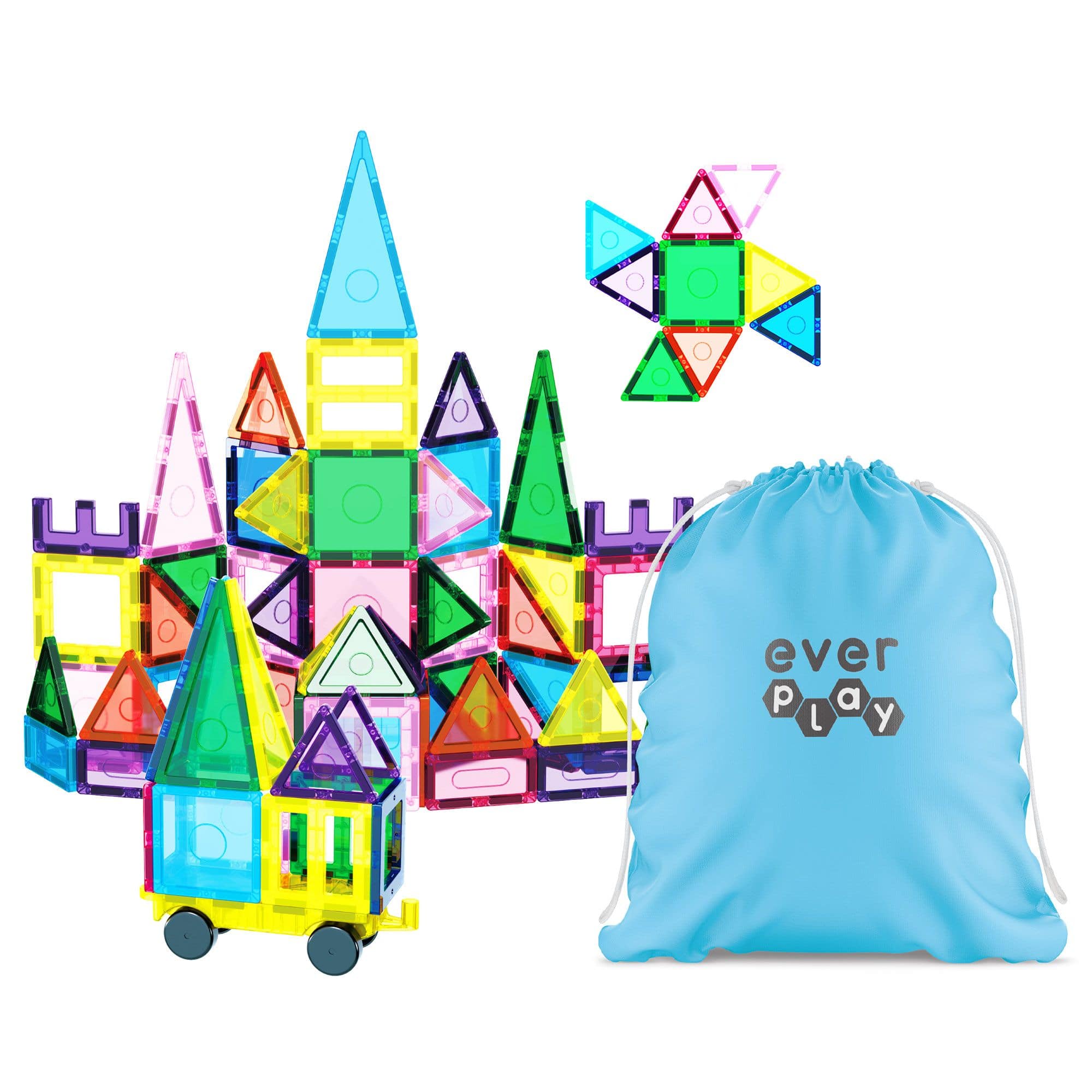Everplay - Magnetic Tiles For Kids, 61PCS Construction STEM Building Blocks Educational Toy - Multicolor