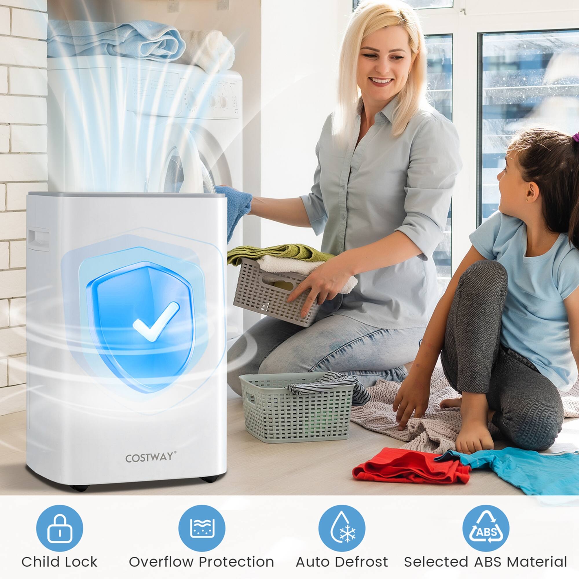 A Costway ABS Child Lock Overflow Protection Auto Defrost Selected ABS Material