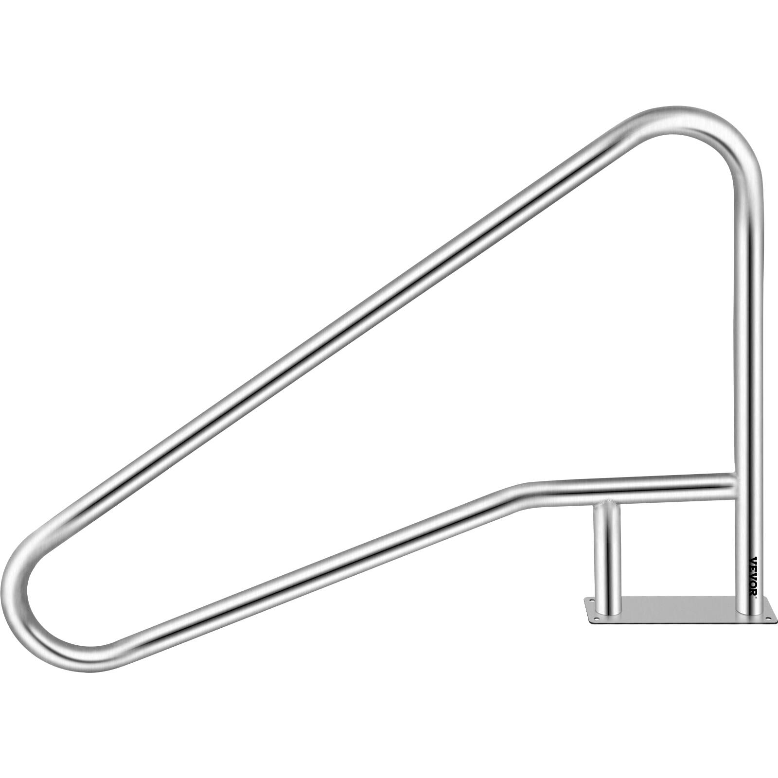Alt View 5. VEVOR - Pool Rail 55x32 Pool Railing 304 Stainless Steel 250LBS Load Capacity Silver Rustproof Pool Handrail - Sliver, Blue.