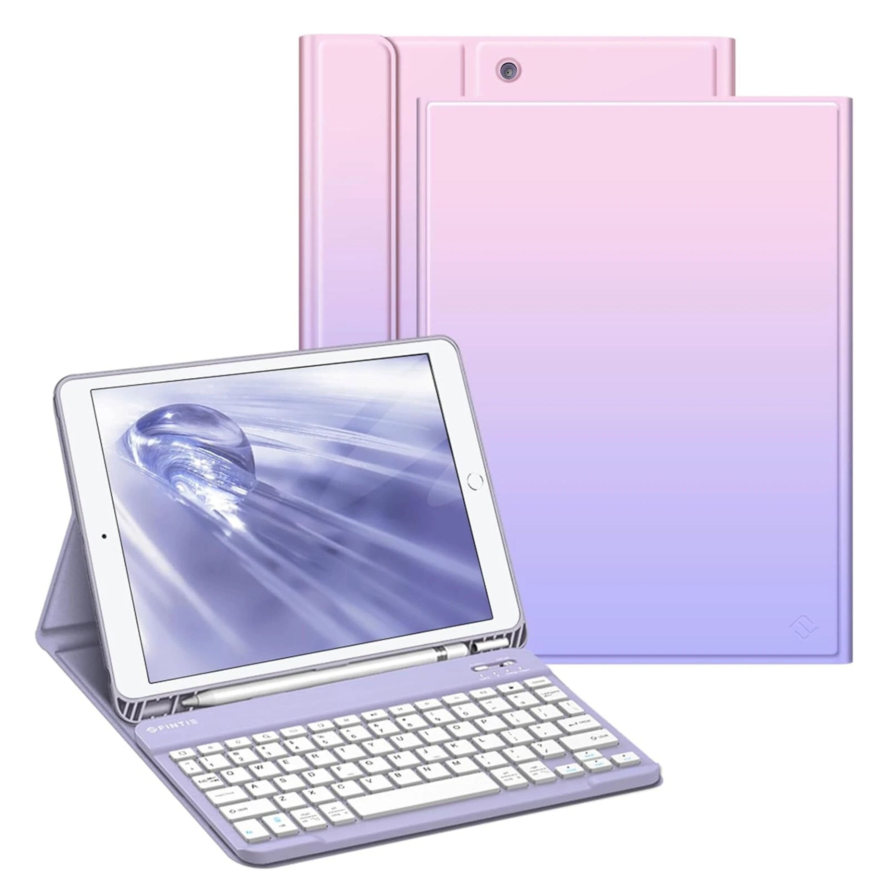 Kitcheniva - Folio Stand Case With Bluetooth Keyboard For iPad 9th Gen (2021) 10.2 Inch - Fantasy Ombre