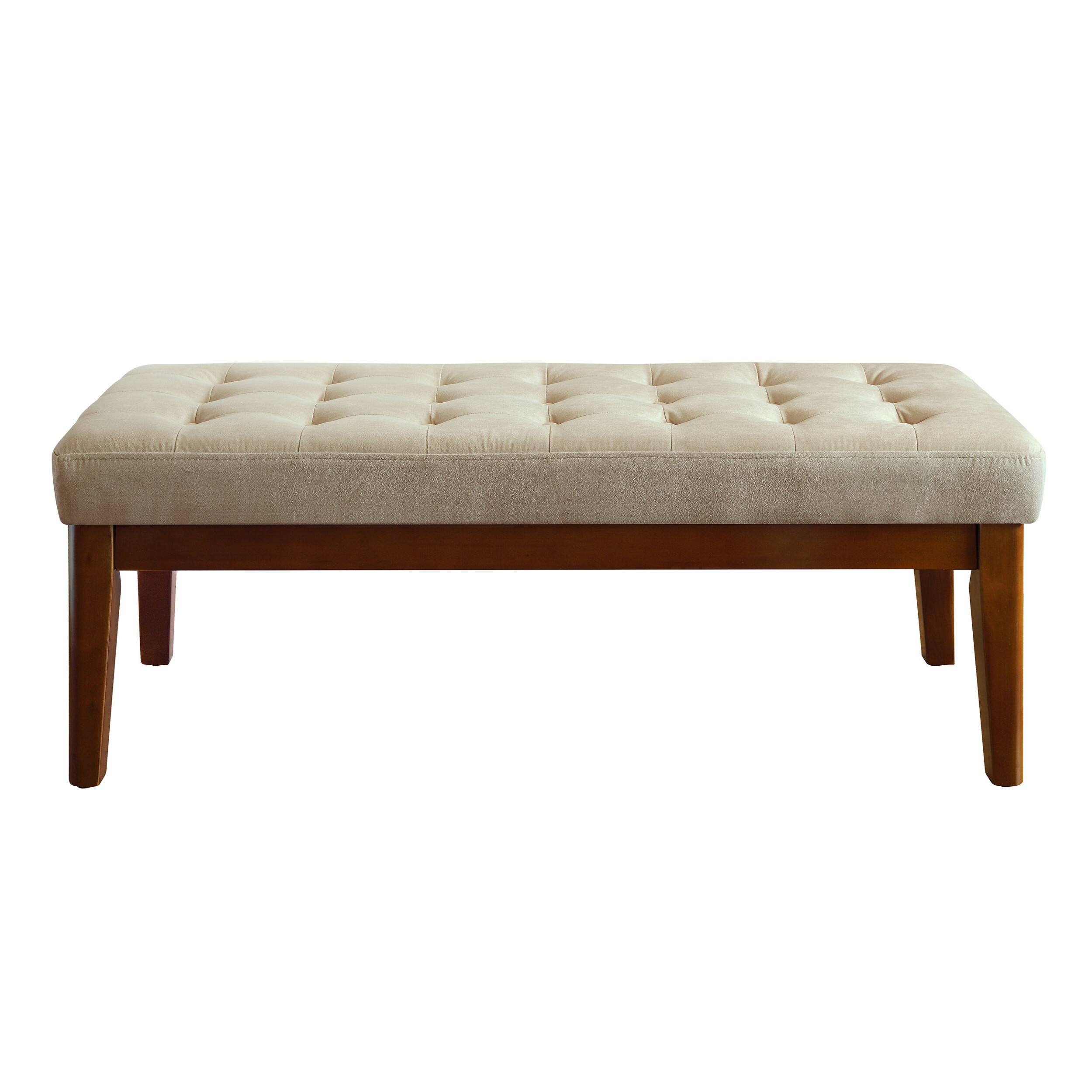 Left. Elle Decor - Mid-Century Claire Bench - Truffle Gray.