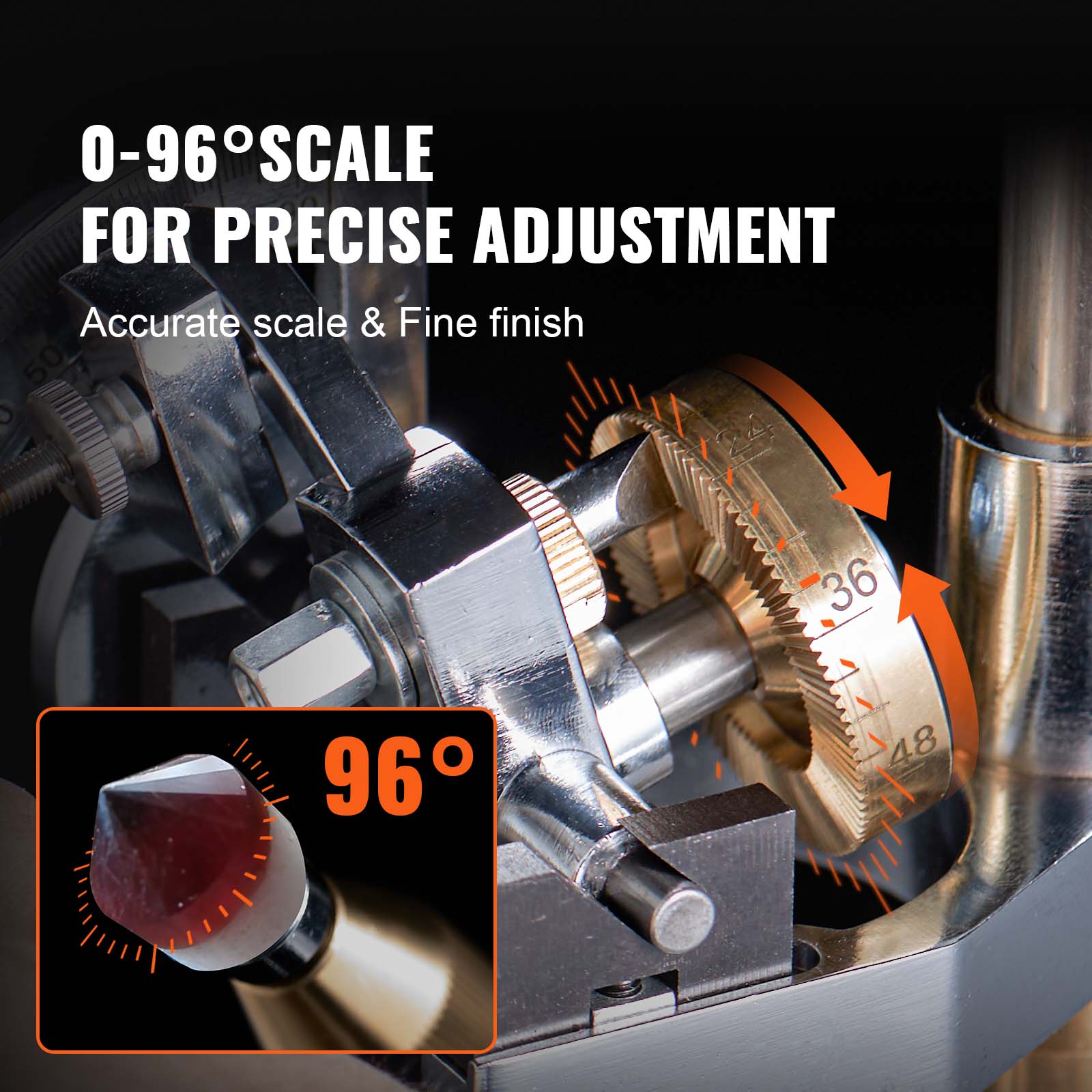 0-96° SCALE FOR PRECISE ADJUSTMENT  
Accurate scale & Fine finish  
96°