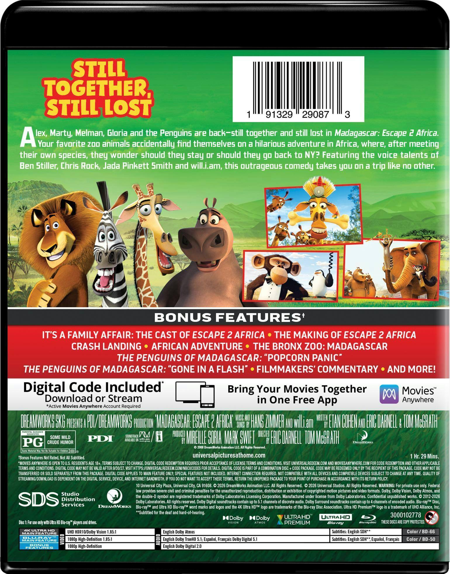 Back. Madagascar: Escape 2 Africa (4K Ultra HD + Blu-ray + Digital) [UHD].