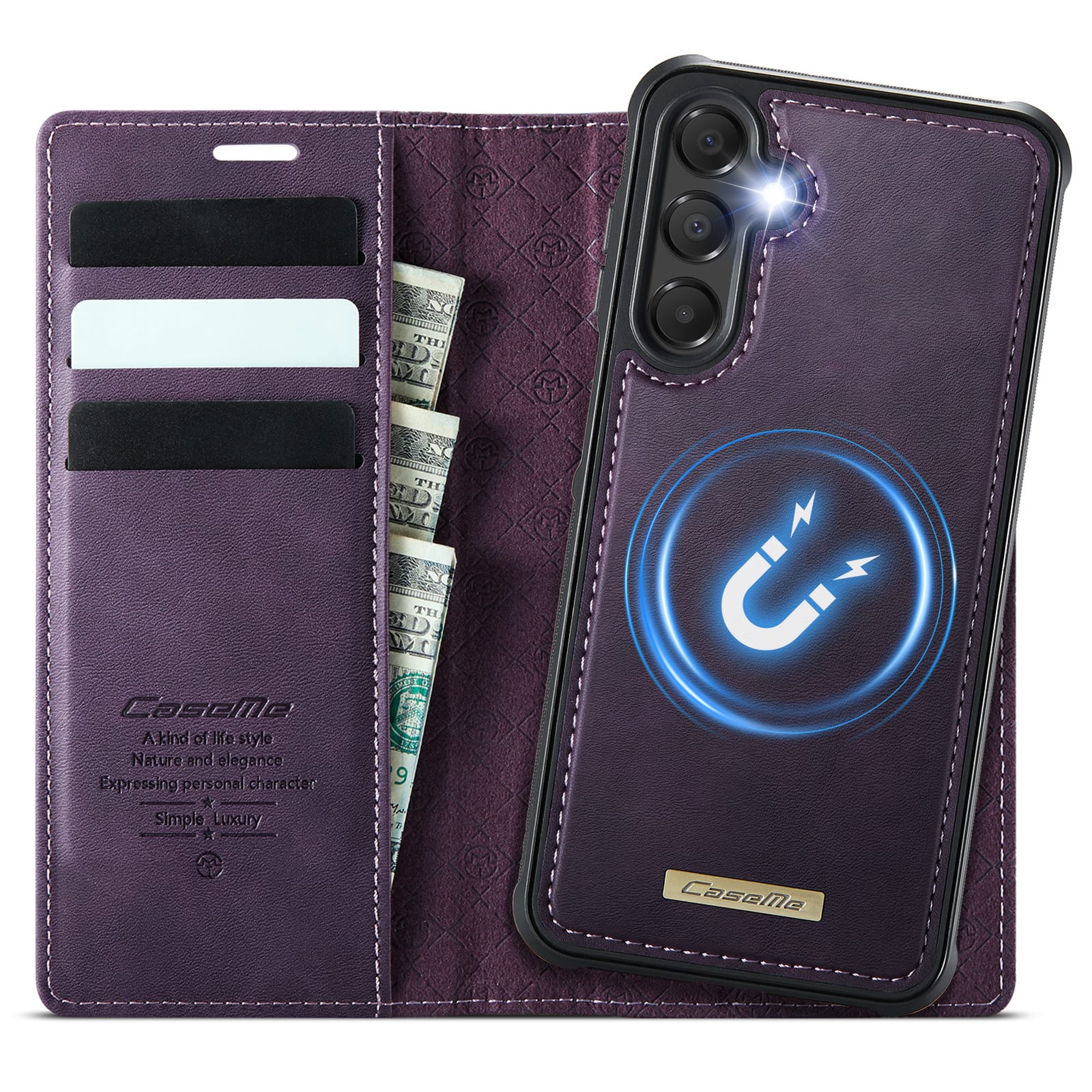 Dteck - for Samsung Galaxy A16 5G Detachable Wallet Case, 2 in 1 PU Leather Flip Folio Case with RFID Blocking Phone Cover - Purple