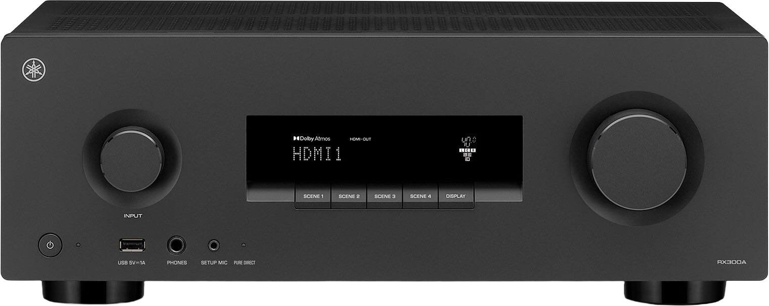 Dolby Atmos  
HDMI-OUT  
HDMI1  
SCENE 1  
SCENE 2  
SCENE 3  
SCENE 4  
DISPLAY  
INPUT  
USB 5V1A  
PHONES  
SETUP MIC  
PURE DIRECT  
RX300A