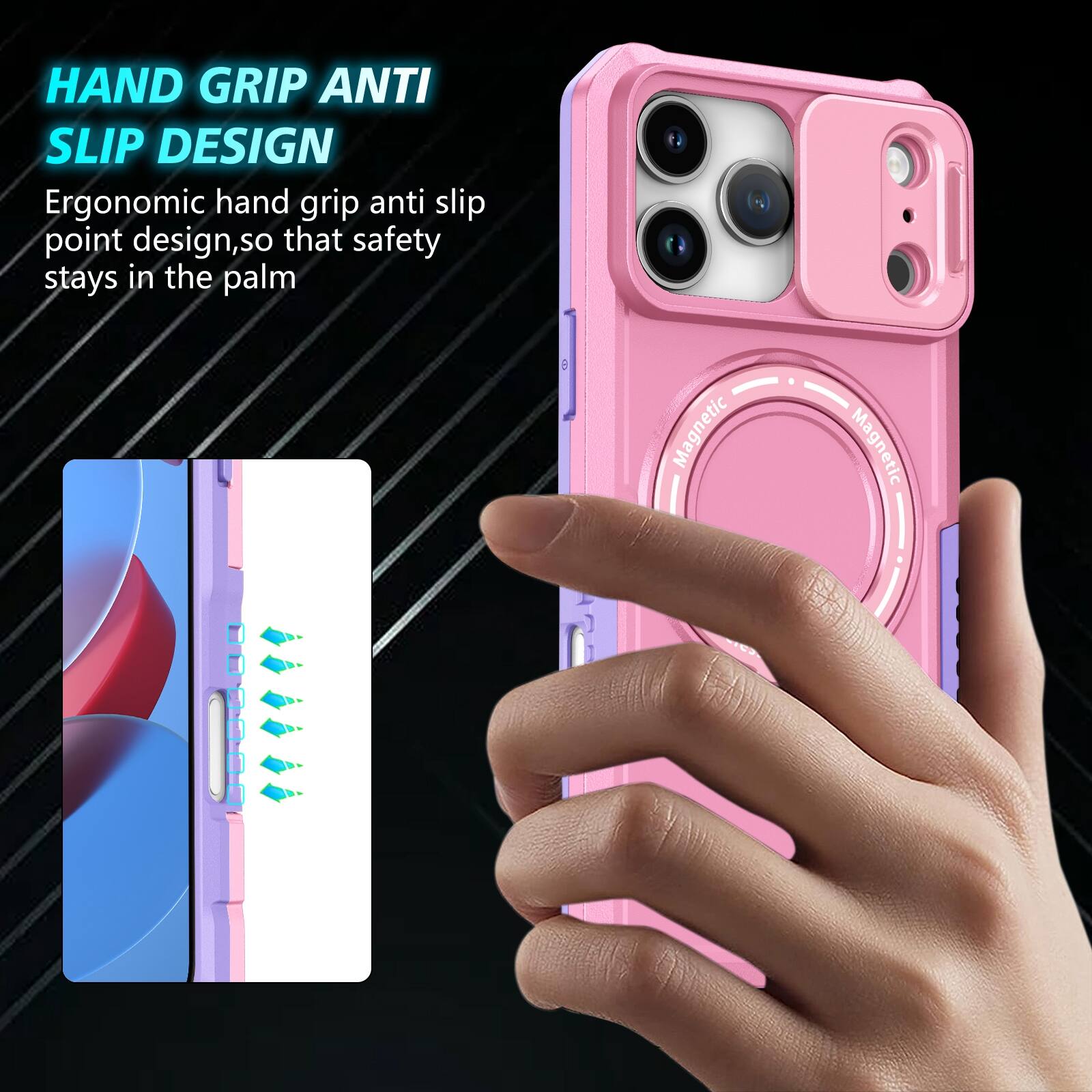 HAND GRIP ANTI SLIP DESIGN

Ergonomic hand grip anti slip point design, so that safety stays in the palm