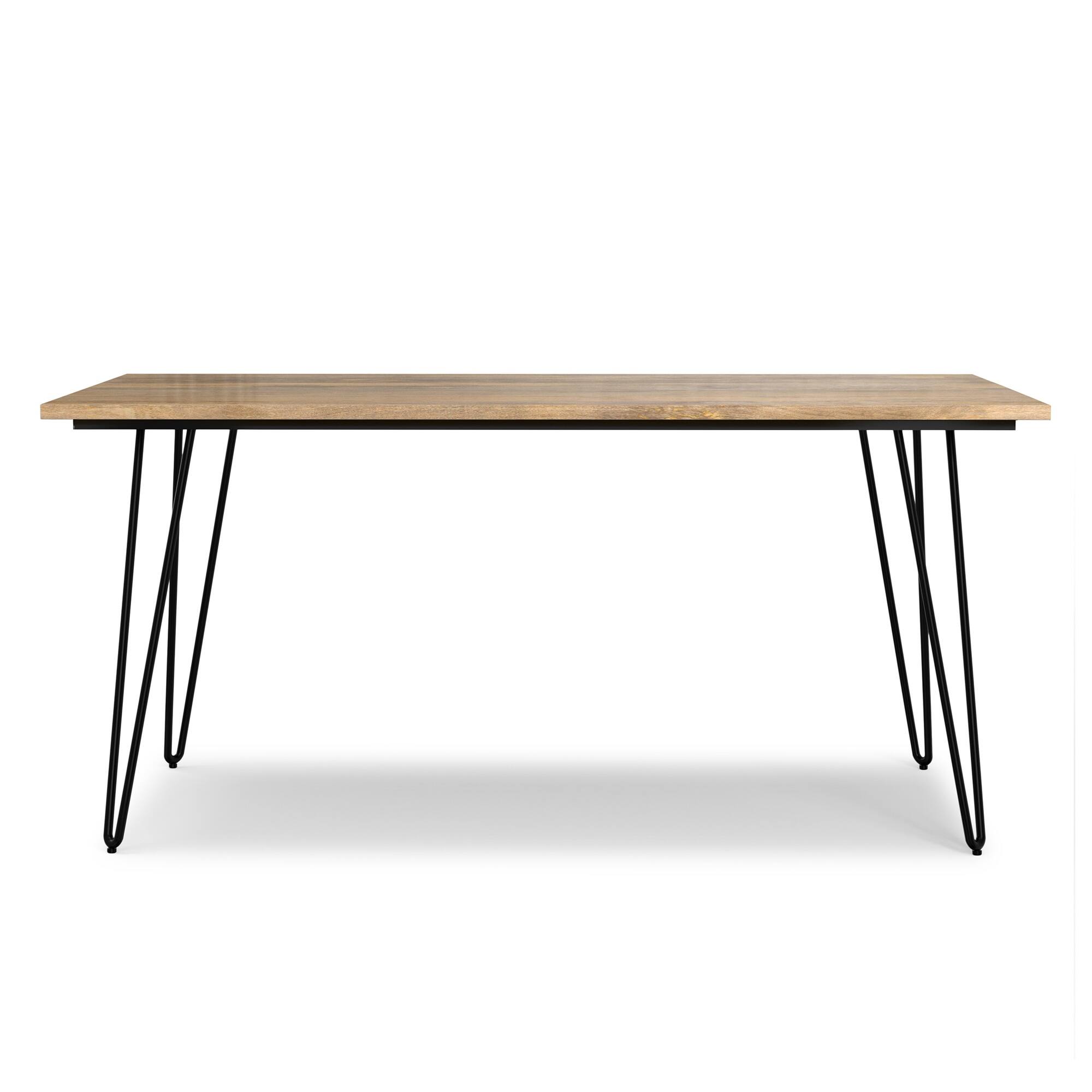 Left. Simpli Home - Hunter SOLID MANGO WOOD and Metal 66 inch x 40 inch Rectangle Industrial Dining Table in Natural - Natural.
