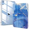 Front. DTTO - Case for iPad (A16)/10th Gen (2025/2022), clear hard back, soft TPU frame, slim trifold stand, auto wake/sleep - Ocean Marble.
