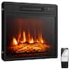 Front. Gymax - Gymax 18'' Electric Fireplace Inserts & Freestanding Adjustable Heater Log Flame 1400W - Black.