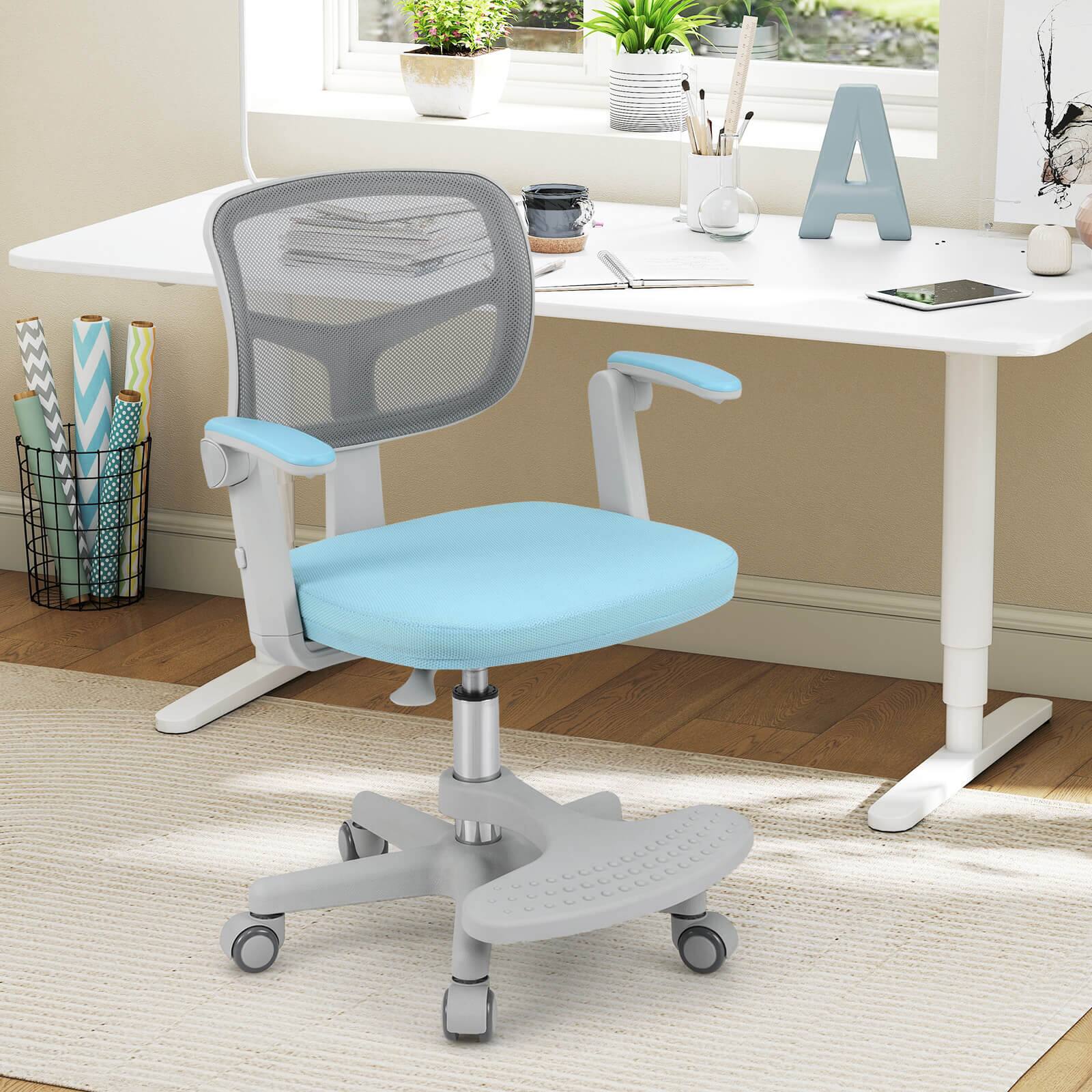 Alt View 5. Costway - Costway Kids Desk Chair Children Study Chair with Adjustable Height, Armrest & Footrest - Blue.
