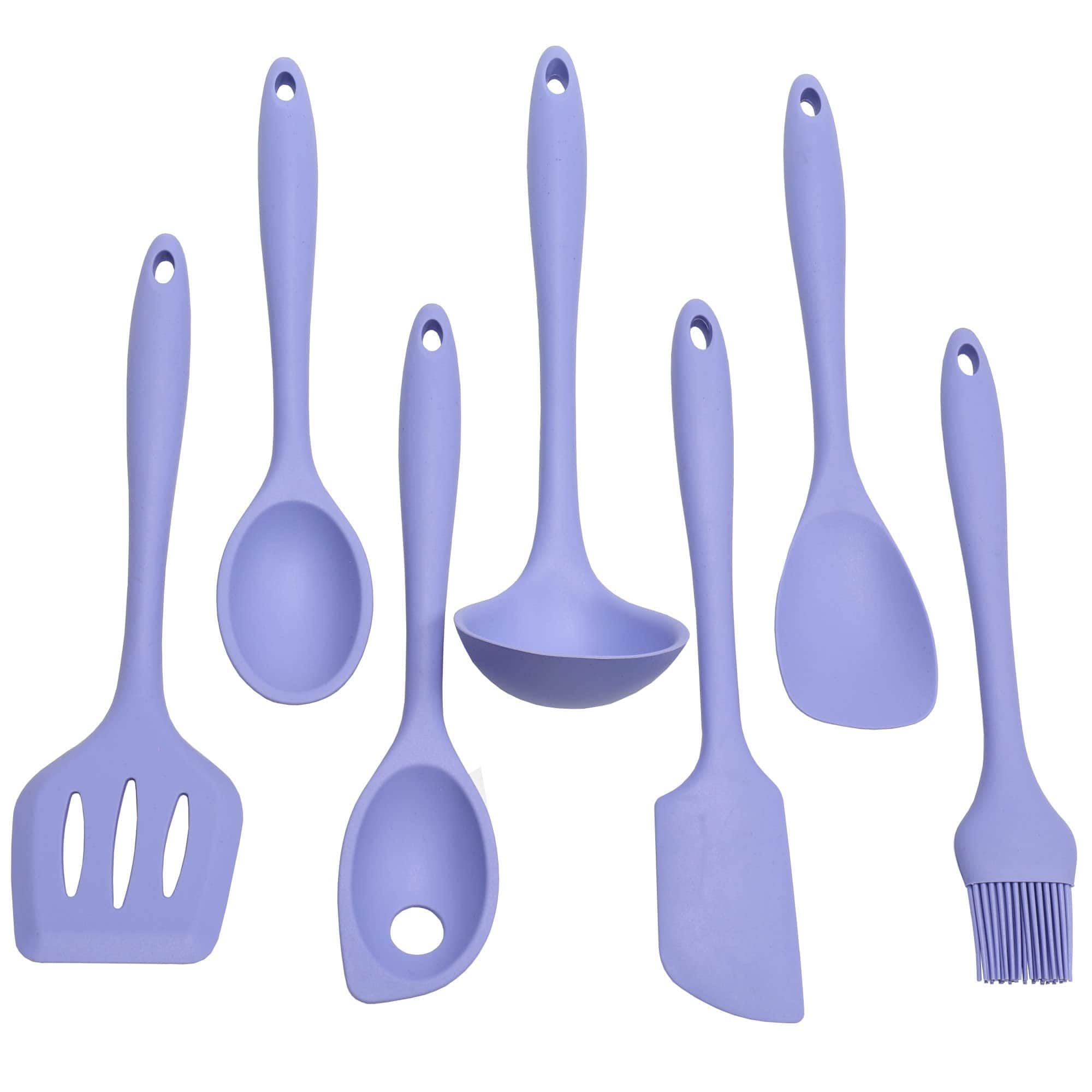 Chef Craft - 7 Piece Premium Silicone Kitchen Tool and Utensil Set - Pastel Blue - Periwinkle