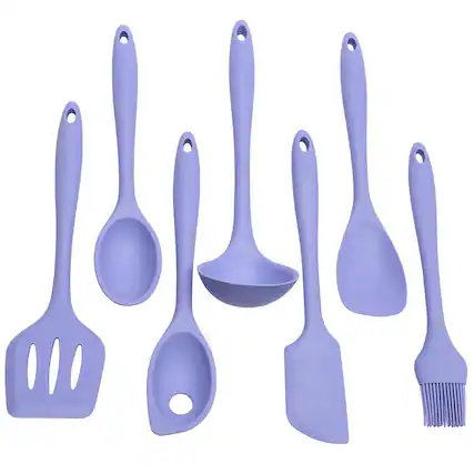 Front. Chef Craft - 7 Piece Premium Silicone Kitchen Tool and Utensil Set - Pastel Blue - Periwinkle.