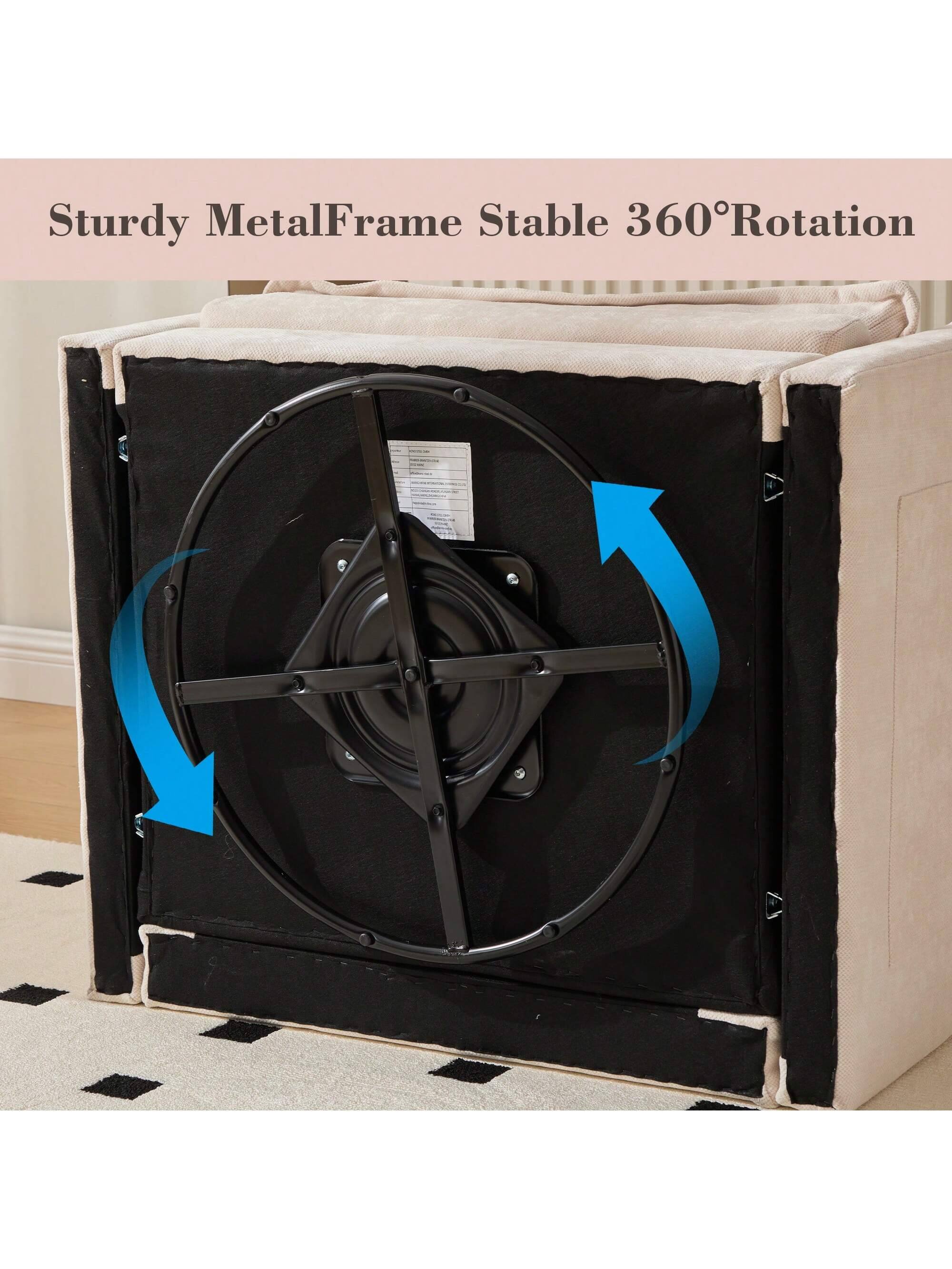 Sturdy Metal Frame  
Stable 360° Rotation