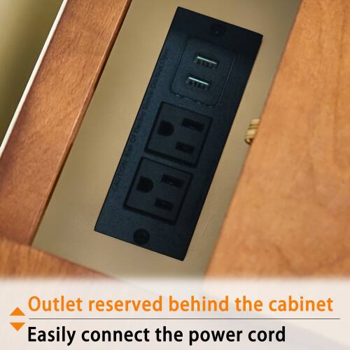 Outlet reserved behind the cabinet  
Easily connect the power cord