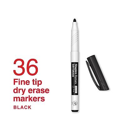 36 Fine tip dry erase markers BLACK  
Staples Remarx