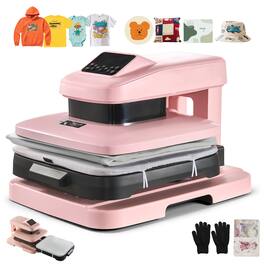 VEVOR - Auto Heat Press Machine 15 x 15 inch T-Shirt Press Machine Auto Release and Adjustable Pressure, Digital Display - Pink