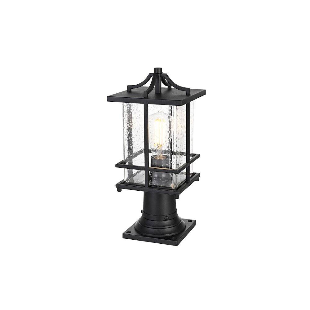 Angle. Elegant Lighting - Miller 7 inch Outdoor Pendant in Black - Black.
