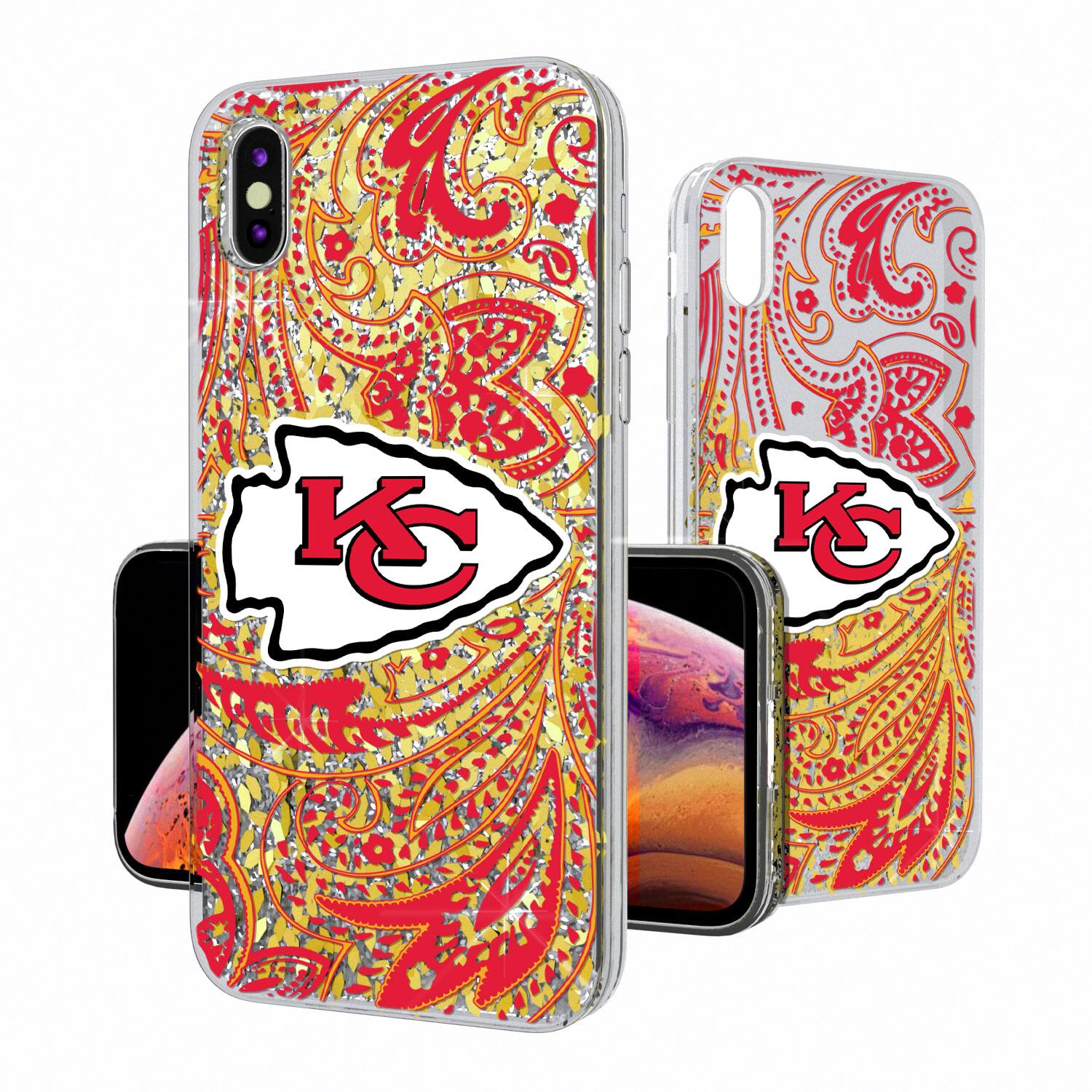 Alt View 1. Keyscaper - Kansas City Chiefs iPhone Paisley Design Glitter Case - 16 - Multicolor.