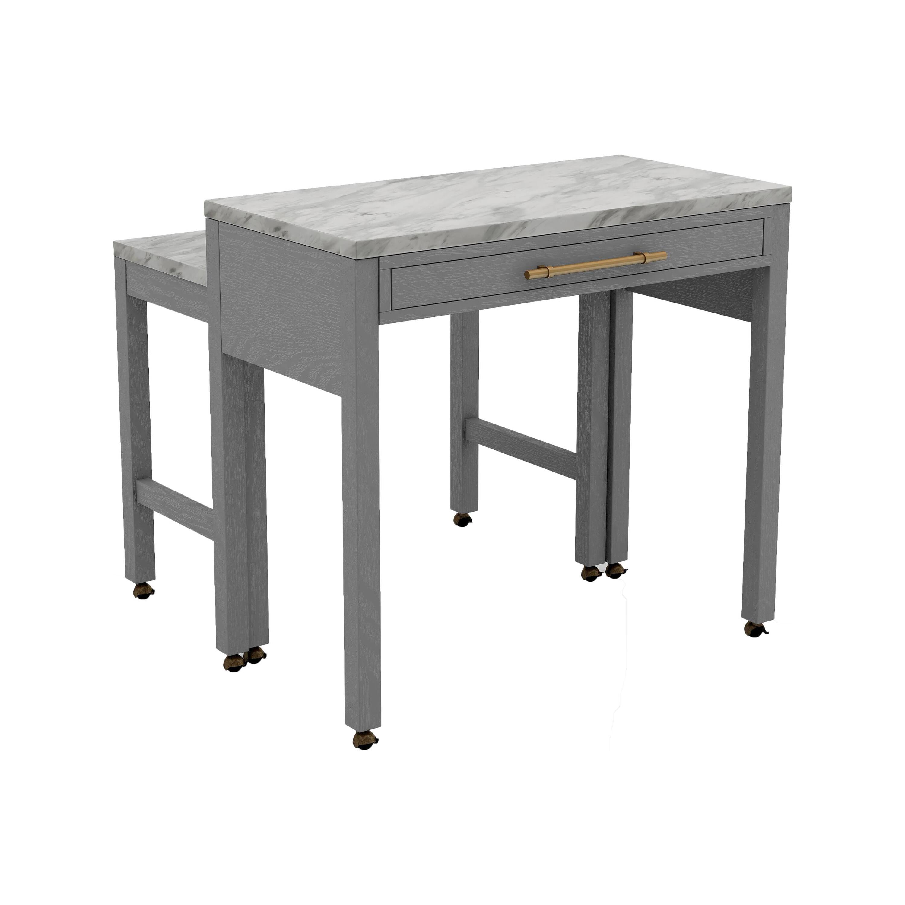 Alt View 3. Manhattan Lane - Helly 5pc Counter Height Table and 4 Stool Set, Gray Faux Marble Top - White, Gray, Beige, Bronze.