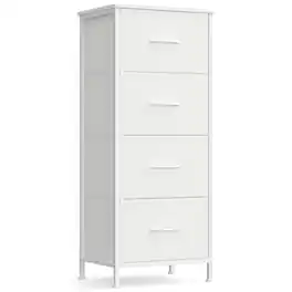 Songmics Home - Dresser for Bedroom, Chest of Drawers, Storage Organizer Unit, Closet, Entryway, Steel, 4 Drawers, Modern - Cloud White and Snow White