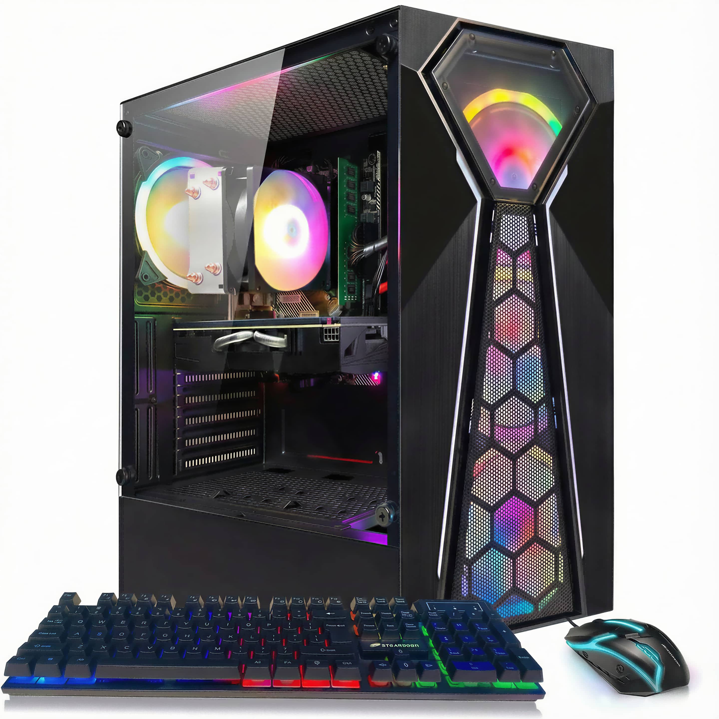 STGAubron - Gaming Desktop PC, Radeon RX 580 8G, AMD Ryzen 3 3200G 3.6 GHz, 16G RAM, 512G SSD, 600M WiFi, BT 5.0, W11H64 - Black